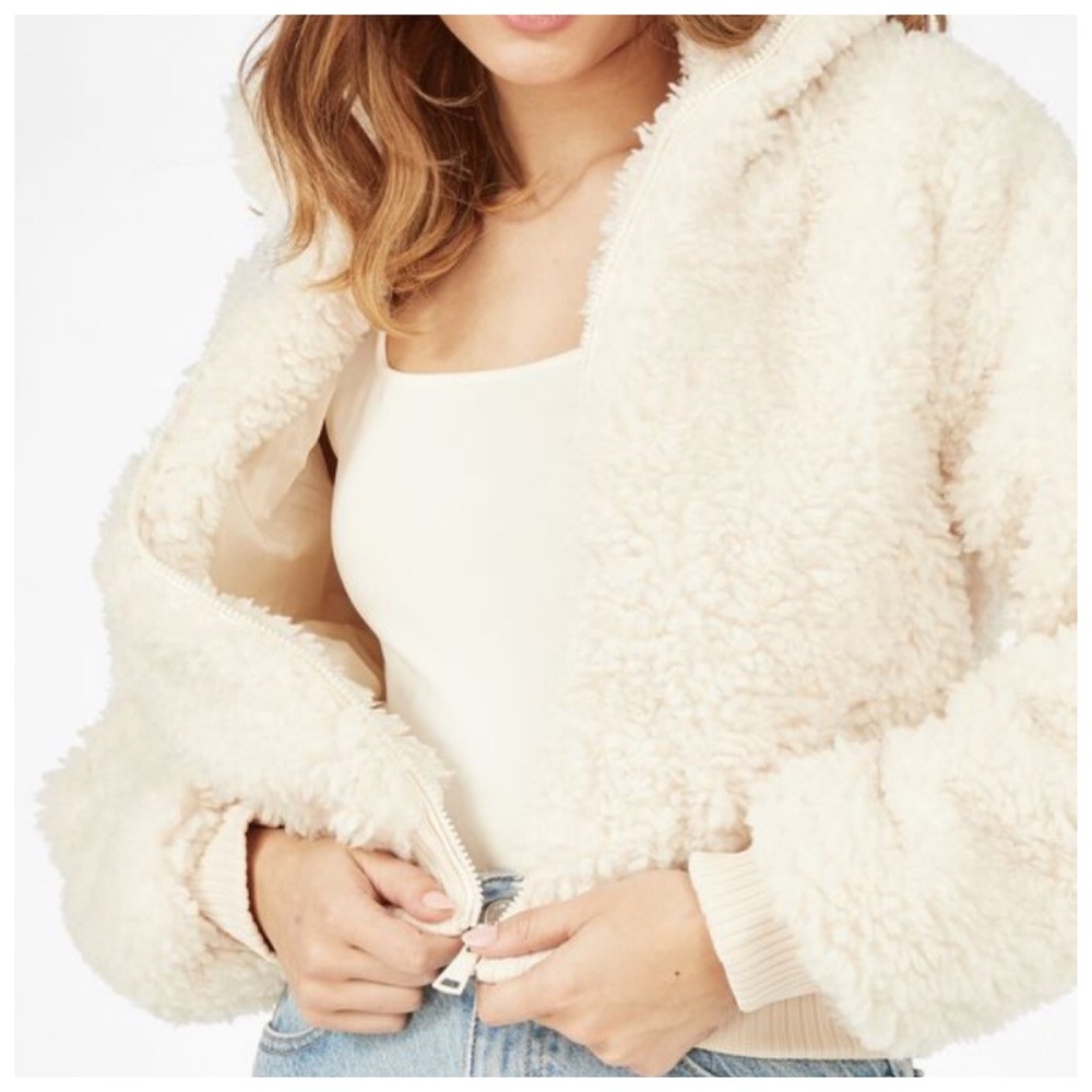 Boutique Warm Soft Sherpa Hoodie Teddy Bear Style  Jacket Coat Size Medium